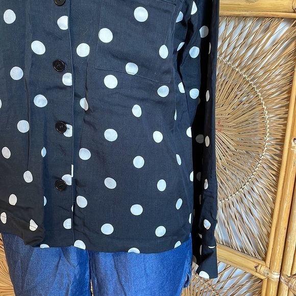 Reformation Lucy Polka Dot Pajama Top Button Down Medium Tencel Black White - Picture 4 of 15